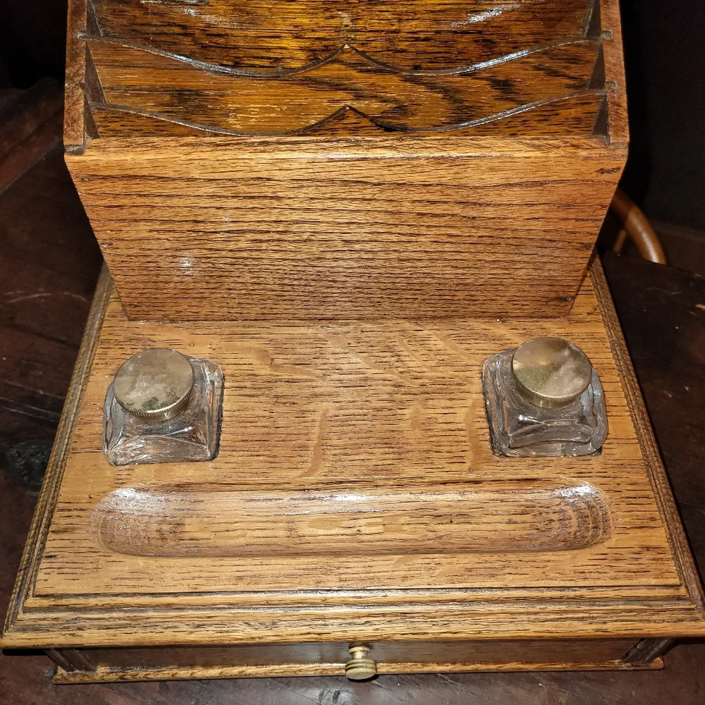 Antique Wooden Desk Set - Picture 4 of 14